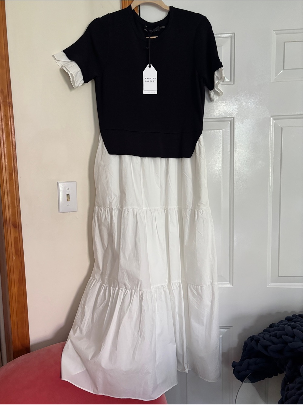 English Factory - mixed medium short sleeve maxi dress - MEDIUM